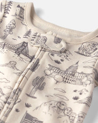 Baby Organic Cotton 1-Piece Pajama in Stars Stripes and Sights