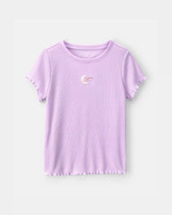 Girls Moon Rib Loose Fit 2-Piece Pajama Set - Purple