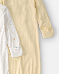 Baby 2-Pack Constellation PurelySoft Sleeper Gowns - Yellow/Cream