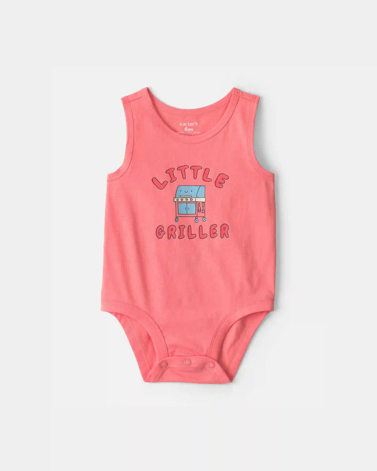 Baby Boy 'Little Griller' Sleeveless Graphic Bodysuit - Coral