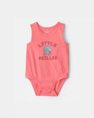Baby Boy 'Little Griller' Sleeveless Graphic Bodysuit - Coral