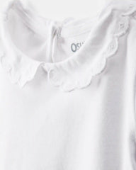 Toddler Scalloped Collar Short-Sleeve Top - White