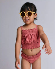 Toddler Girl Smocked Tankini Set - Rose