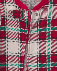 Baby 1-Piece Christmas Plaid 2-Way Zip 100% Cotton Snug Fit Footed Pajama - Red/Green