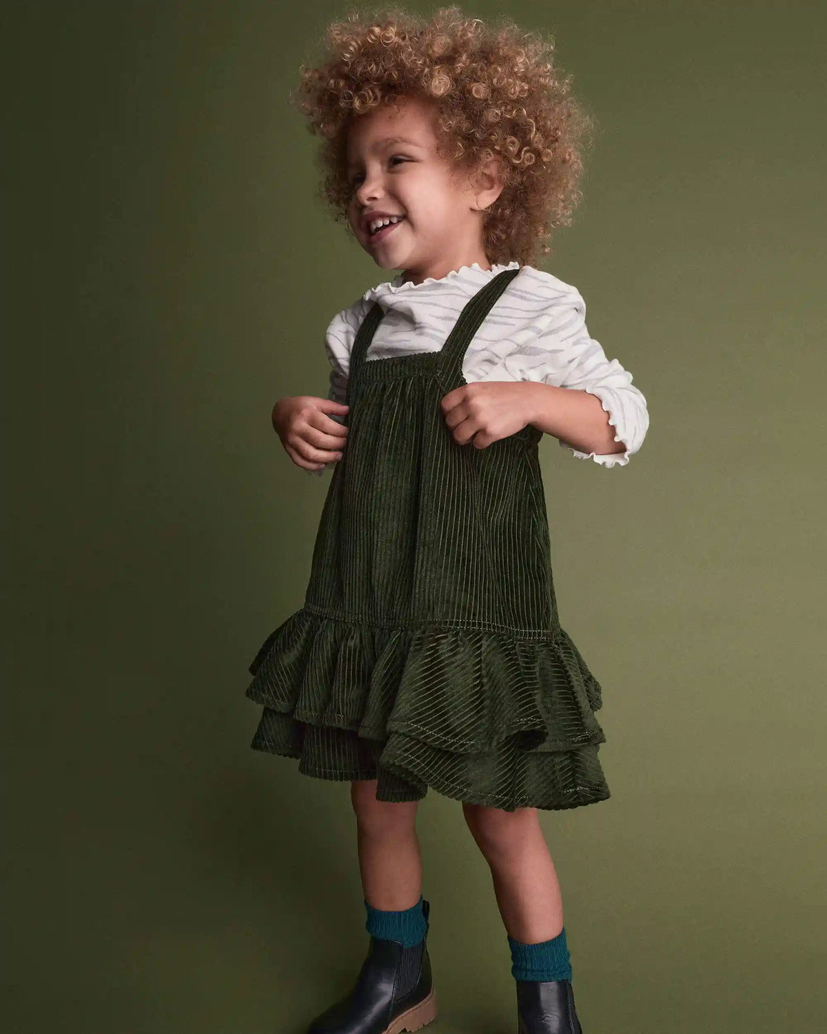 Toddler Girl Ruffle Skirtall - Olive