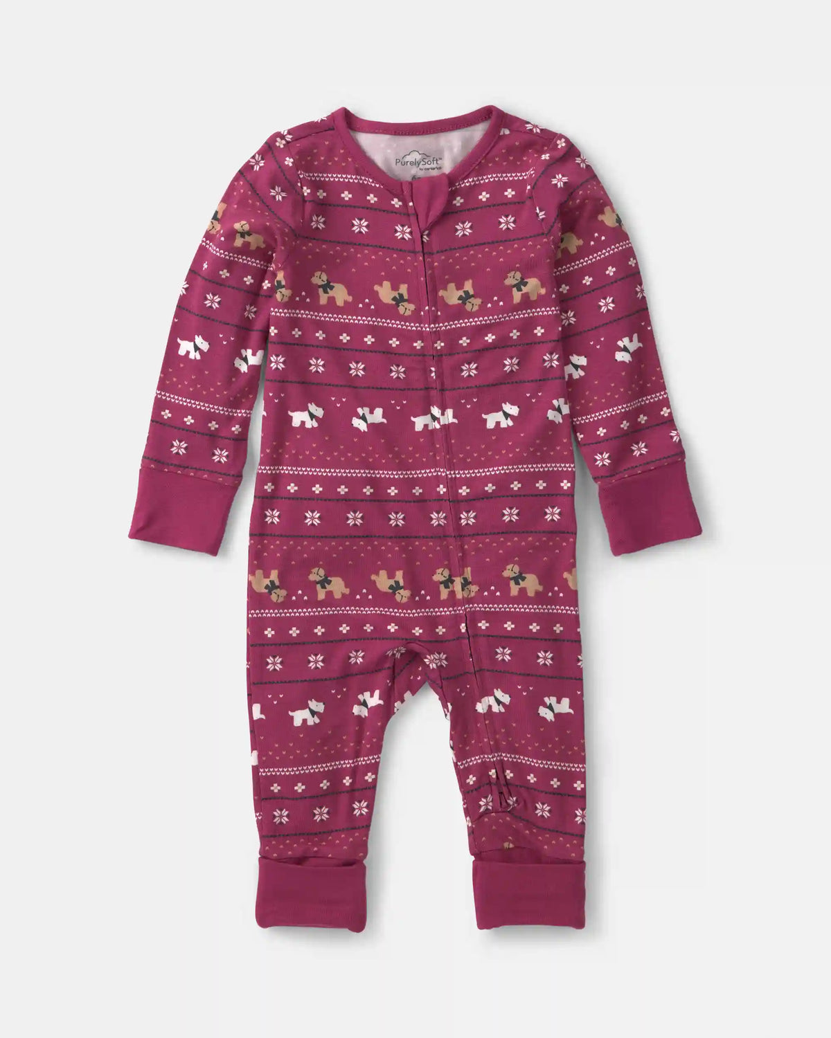 Baby Fair Isle PurelySoft™ 2-Way Zip Sleep & Play Pajamas - Burgundy