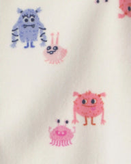 Baby Girl 1-Piece Monster 2-Way Zip DreamPlush Snug Fit Pajama - Cream