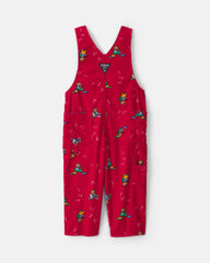 Toddler Bear Corduroy Overalls - Red