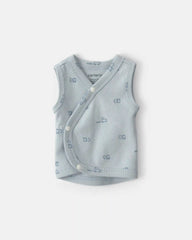Baby Boy Train Side-Snap Tank - Blue