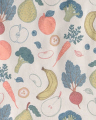 Kids 2-Piece Organic Cotton Ribbed Pajama Set in Veggie Fruit Print