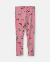 Girls School Spirit Pull-On Stretch Leggings - Pink