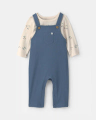 Baby Boy 2-Piece Safari Overall Set - Blue/Ivory