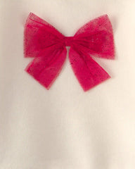 Toddler Girl Tulle Bow Fleece Long-Sleeve Top & Skort Set - Cream/Red