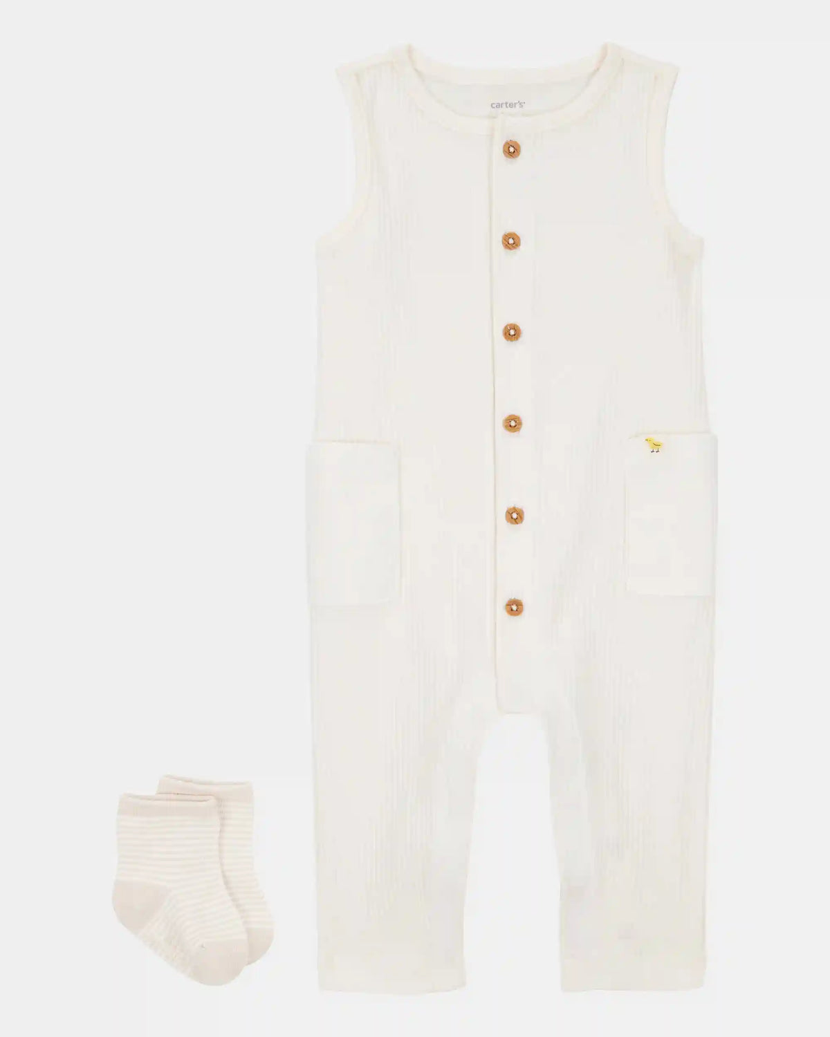Baby 2-Piece Jumpsuit & Sock Set - Ivory