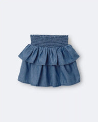 Toddler Girl Smocked Tiered Skirt in Chambray