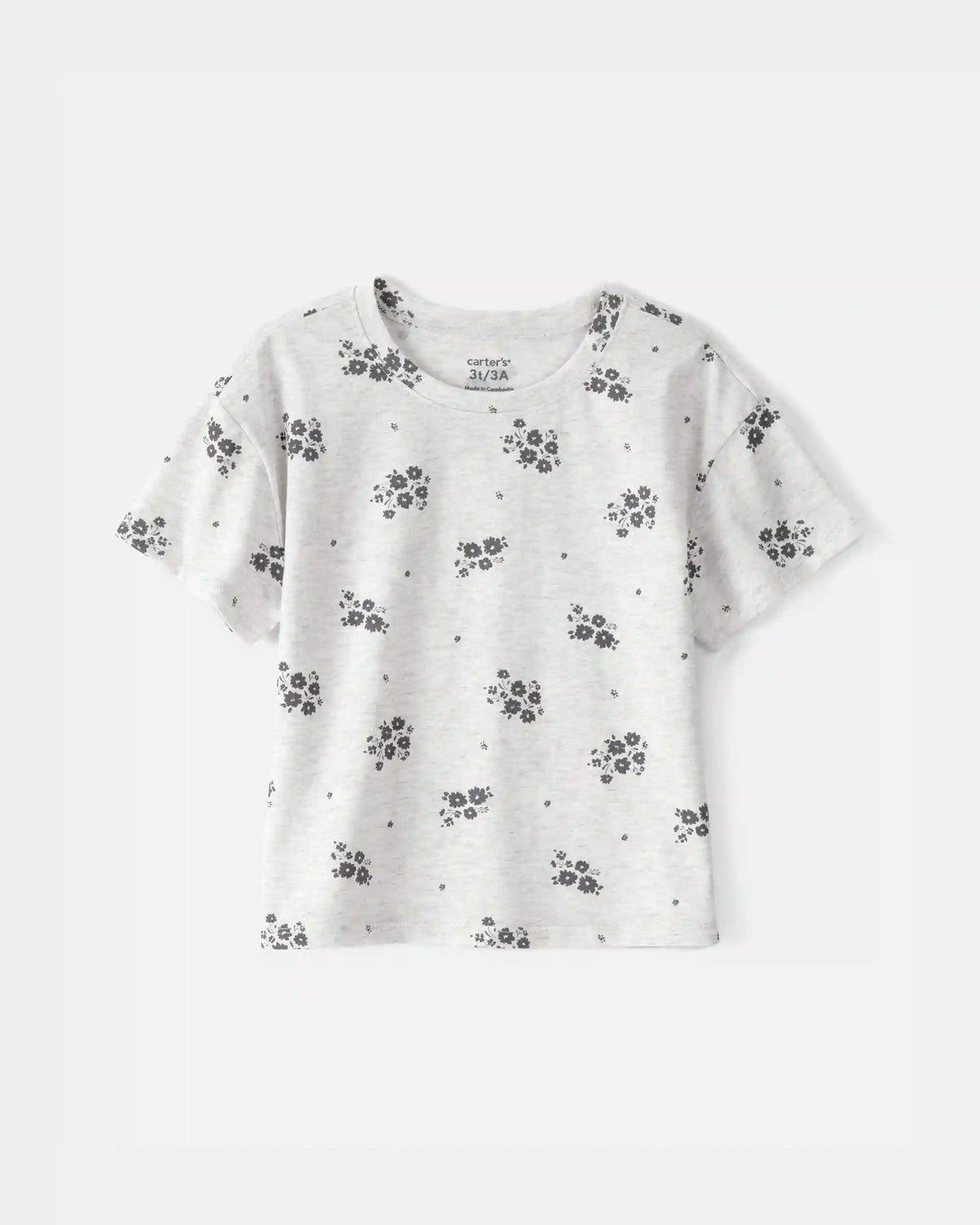 Toddler Girl Floral Relaxed Top - Grey
