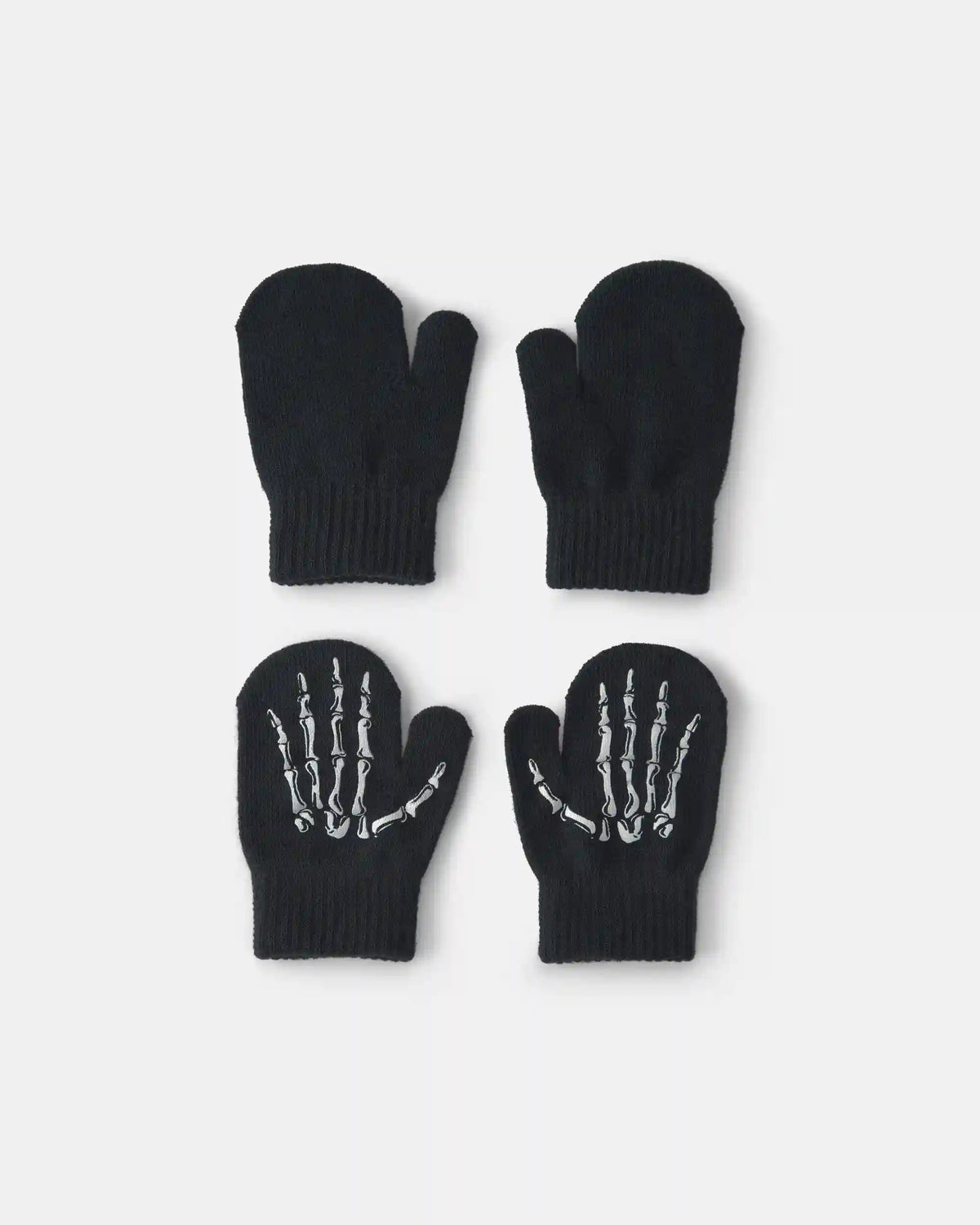 Toddler Boy 2-Pack Skeleton Halloween Mittens - Black