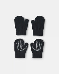 Toddler Boy 2-Pack Skeleton Halloween Mittens - Black