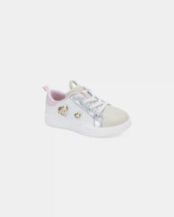 Toddler Girl Colorblock Metallic Heart Sneakers - White/Pink