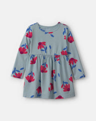 Toddler Girl Floral Long-Sleeve Dress - Blue