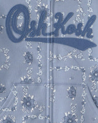 Toddler Girl Floral OshKosh Logo Zip-Up Hoodie - Blue