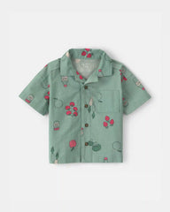 Baby Boy Veggie Fruit Short-Sleeve Button-Down Shirt - Green