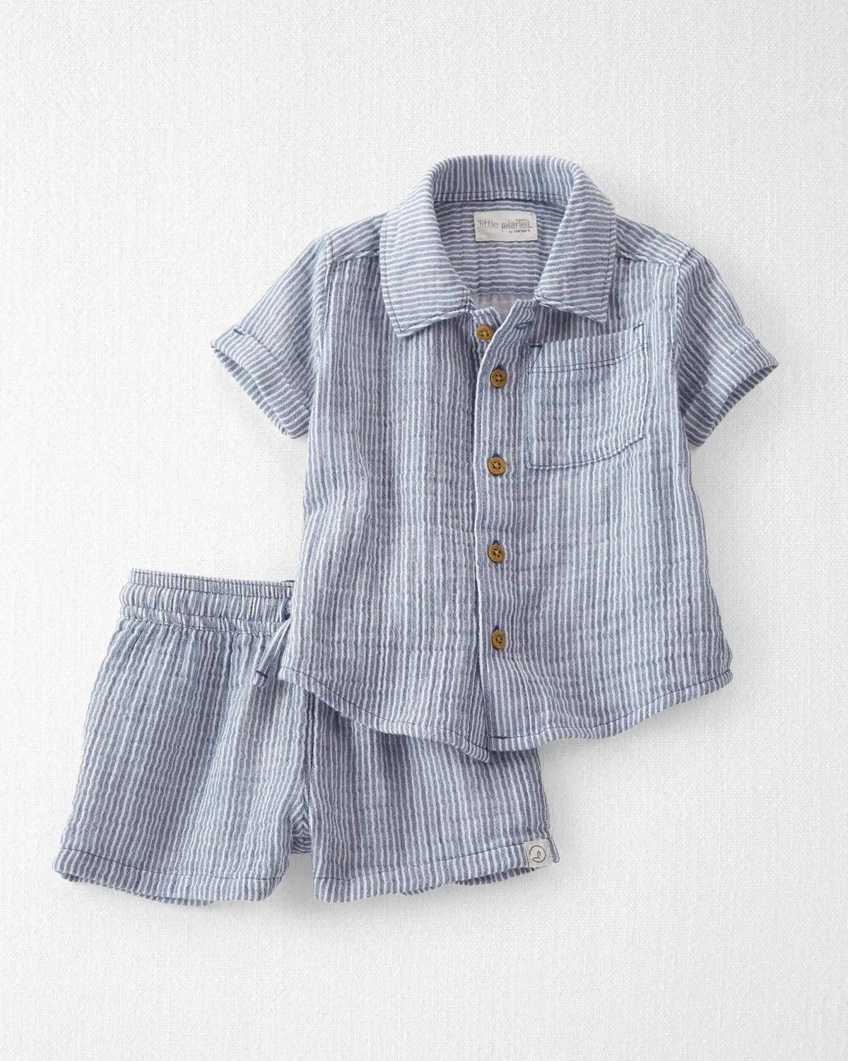 Baby Boy 2-Piece Organic Cotton Gauze Top & Short Set