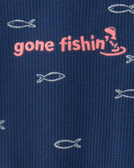 Baby Boy 2-Piece Fishing Waffle-Knit Bodysuit & Short Set - Blue