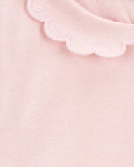 Baby Scalloped Collar Short-Sleeve Bodysuit - Pink