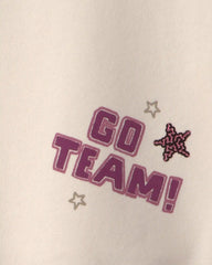 Girls 'Go Team' Varsity French Terry Top - Cream