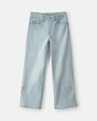 Girls Heart Denim Wide-Leg Jeans - Light Wash
