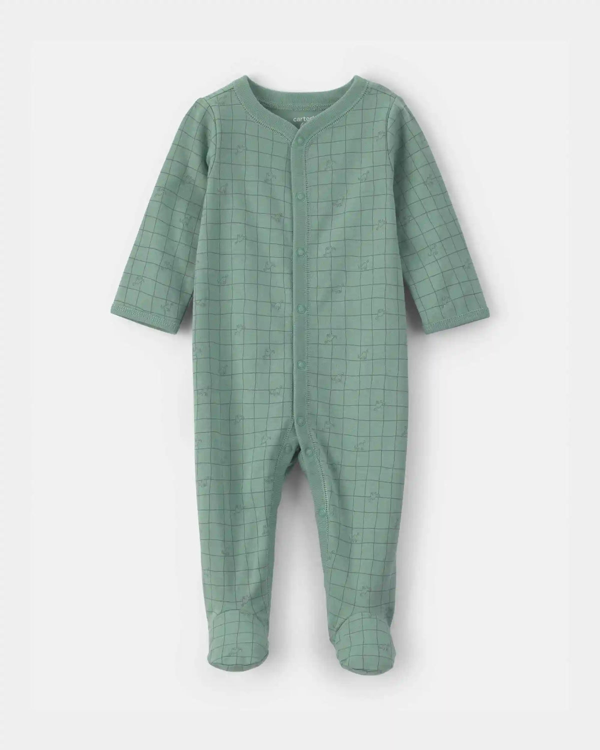 Baby Boy Dinosaur 100% Cotton Sleep & Play Pajamas - Green