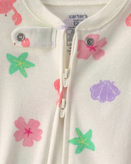 Baby Girl Sea Critters 100% Cotton 1-Piece Pajama - Cream