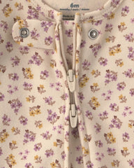 Baby Girl Floral 100% Cotton 2-Way Zip Sleep & Play Pajamas - Cream