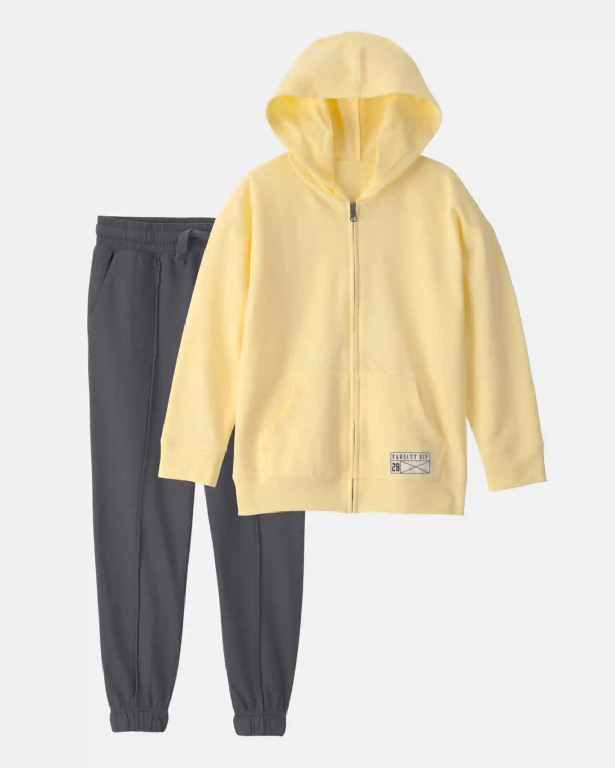 Boys 2-Piece French Terry Hoodie & Pant Set - Yellow/Grey