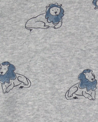 Baby Boy 4-Pack Safari Long-Sleeve Bodysuits - Blue/Grey/Ivory