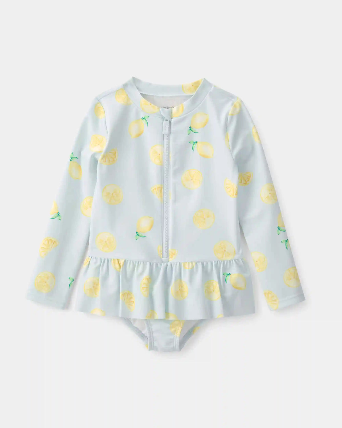 Toddler Girl 1-Piece Lemon Rashguard Swimsuit - Blue