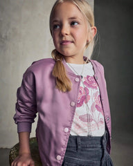 Girls 'Sundance Ranch' Horse Poplin Bomber Jacket - Purple