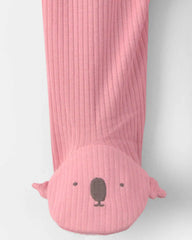 Baby Girl Koala Cotton 2-Way Zip Sleep & Play Pajamas - Pink