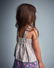 Toddler Girl Peplum Tank Top in Wildflower Print - Cream
