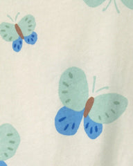 Toddler Girl Butterfly Peplum Top - Cream