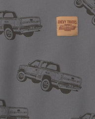 Boys 'Chevrolet' Car Fleece Pullover Sweatshirt - Grey