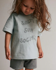 Toddler 'Salty Sun Socials' Premium Relaxed Graphic Tee - Light Blue