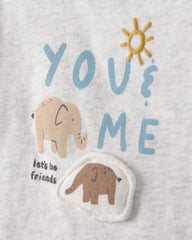 Baby Boy 2-Piece 'Let's Be Friends' Graphic Tee & Pant Set - Grey/ Blue