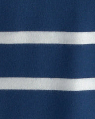 Boys 2-Piece Striped French Terry Quarter-Zip Pullover & Shorts Set - Navy