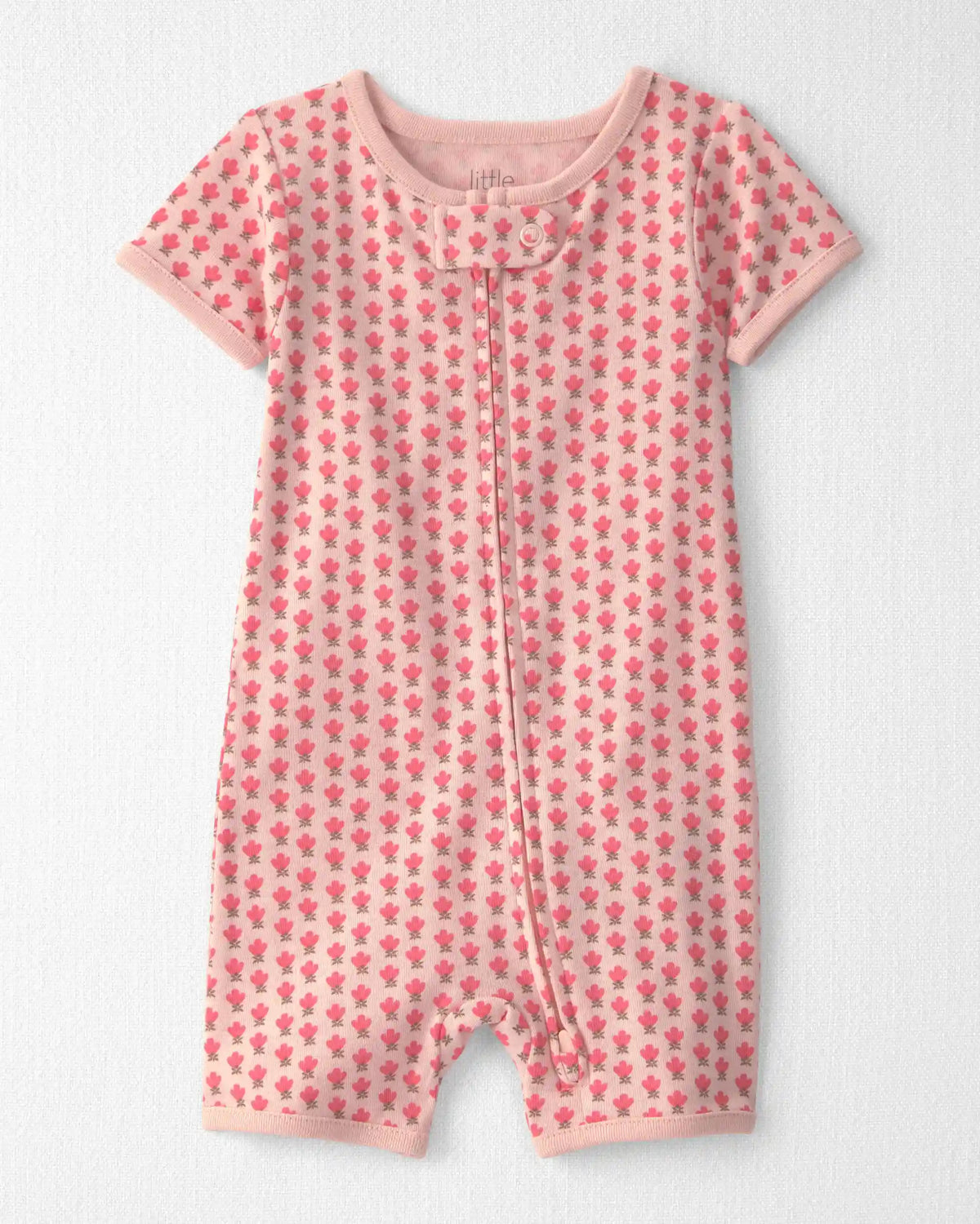 Baby Girl Organic Cotton 1-Piece Pajama in Pink Floral