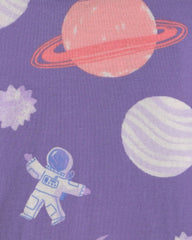 Toddler Girl 4-Piece Space Dog 100% Cotton Snug Fit Pajama Set - Purple