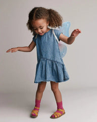 Toddler Girl Asymmetrical Drop-Waist Dress in Denim