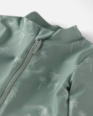Baby Boy Recycled Long-Sleeve Rashguard Swimsuit in Palm Tree