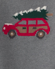 Baby Boy 2-Piece Christmas Tree Car Sweater & Pant Set - Grey/Red